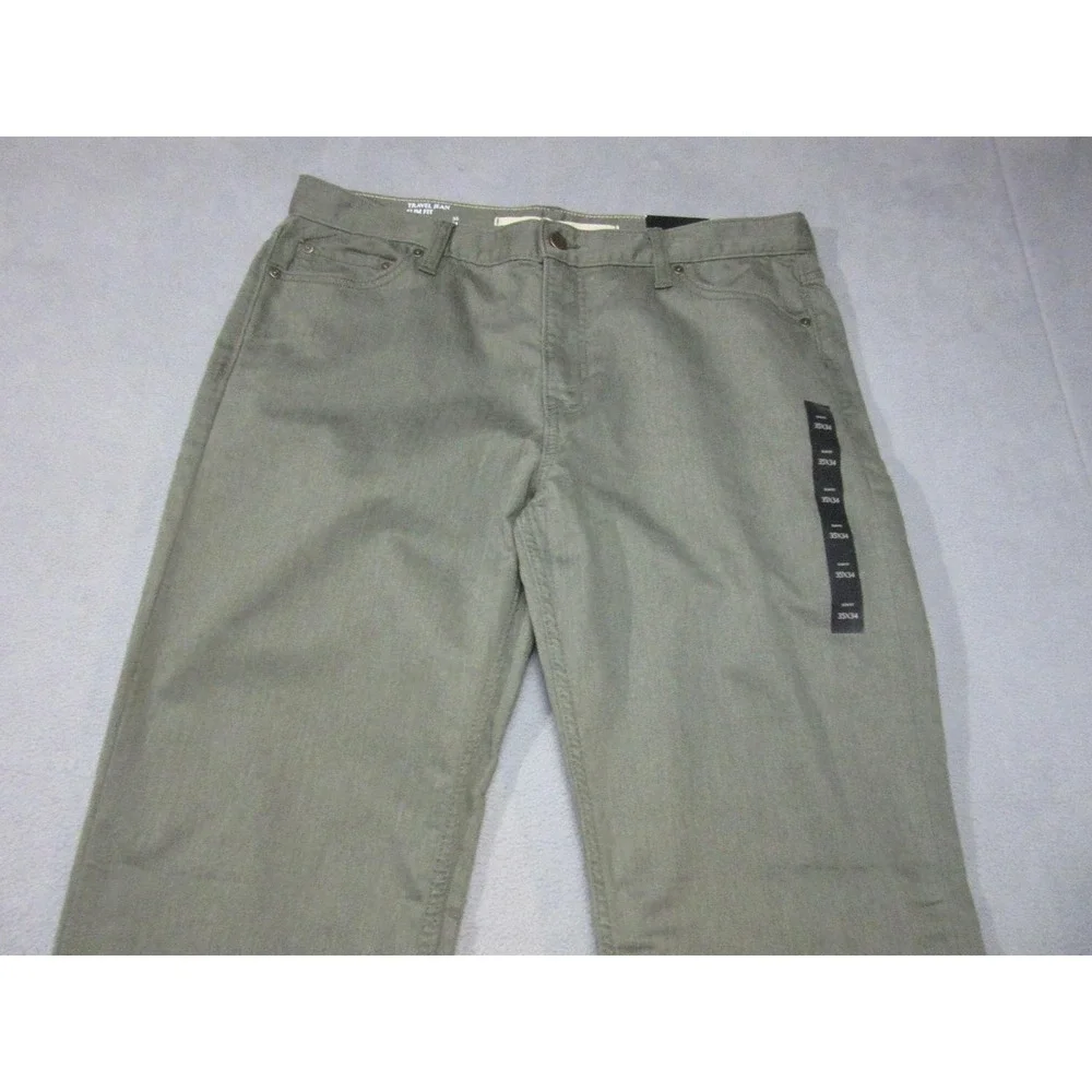 Banana Republic Travel Jean Mens 35x34 Green New Slim Fit Stretch Denim Pants